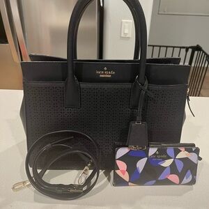 Kate Spade Black Shoulder Bag with Colorful Wallet